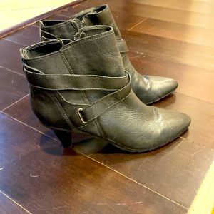Black leather booties- never worn!